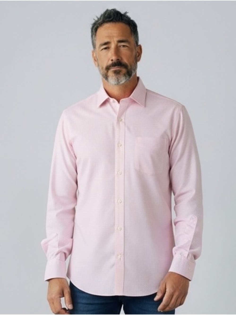 Lauren Ralph Lauren Pink White Long-Sleeve Button-Up Checkered Shirt Size 16.5